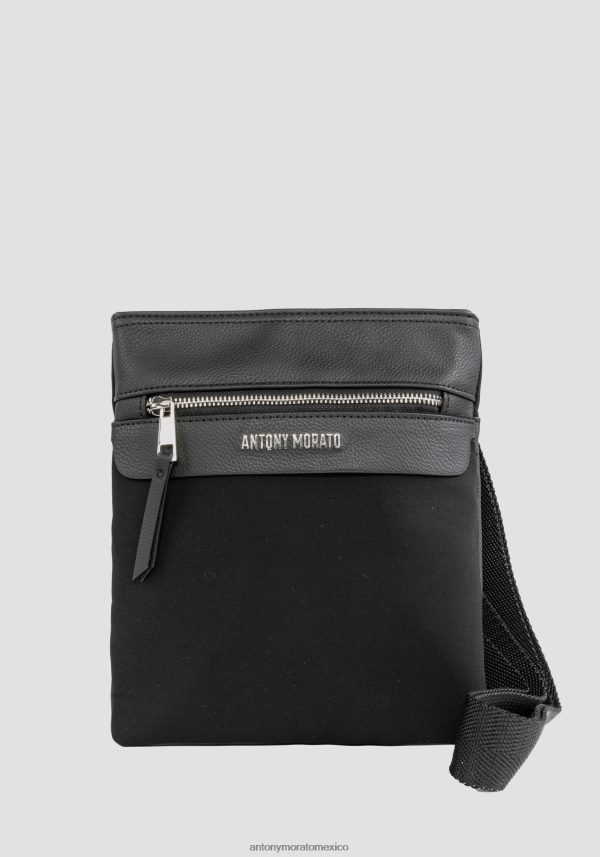 bolso bandolera de popelín y piel sintética Antony Morato hombres negro accesorios PJRF6X352
