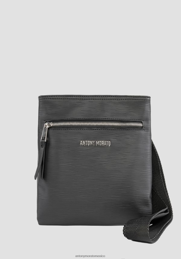 bolso bandolera en tejido efecto palmellato Antony Morato hombres negro accesorios PJRF6X356