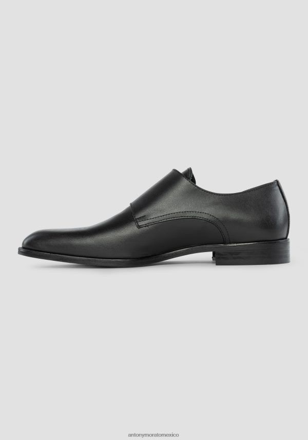 Zapatos Monk Jason de piel con doble hebilla Antony Morato hombres negro calzado PJRF6X332