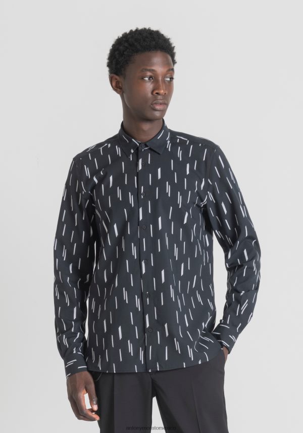 camisa barcelona de corte recto en mezcla de algodón Antony Morato hombres negro ropa PJRF6X104