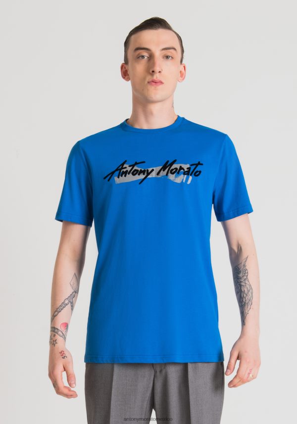Camiseta regular fit de puro algodón con logo estampado engomado Antony Morato hombres 7117 ropa PJRF6X205