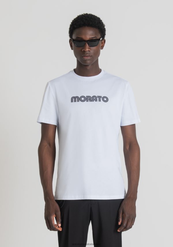 camiseta slim fit de 100% algodón con logo estampado Antony Morato hombres blanco ropa PJRF6X163