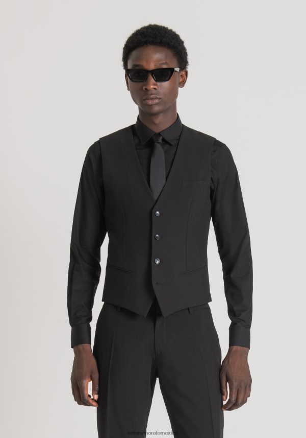 Chaleco slim fit en mezcla de viscosa elástica Antony Morato hombres negro ropa PJRF6X36