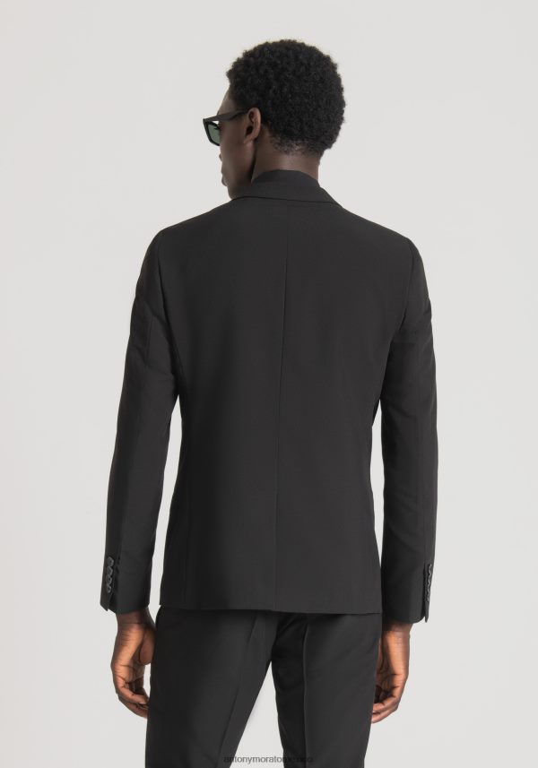 Chaqueta bonnie slim fit de tejido mixto de viscosa elástica Antony Morato hombres negro ropa PJRF6X35