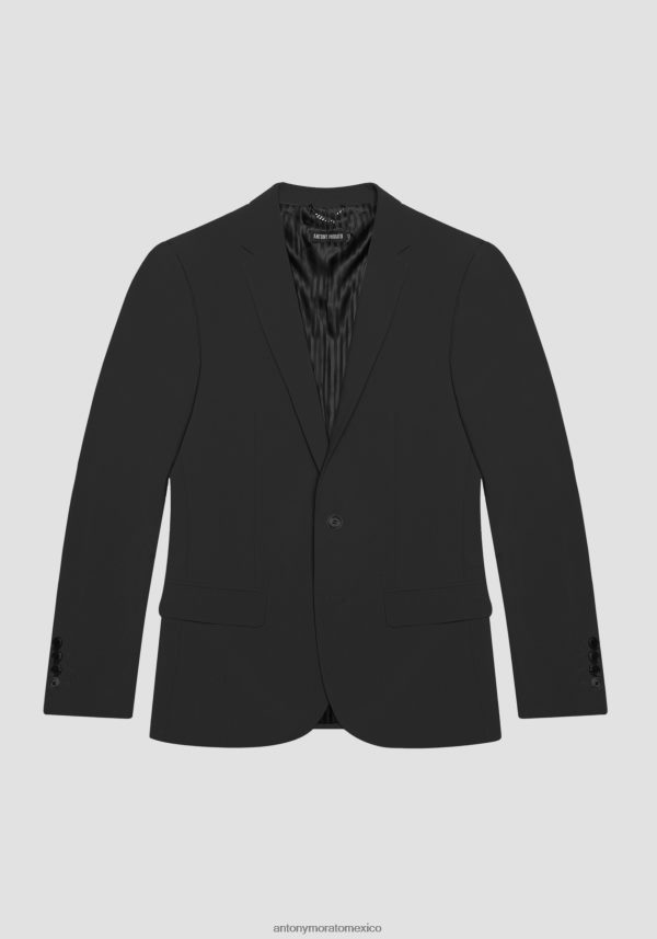 Chaqueta bonnie slim fit de tejido mixto de viscosa elástica Antony Morato hombres negro ropa PJRF6X35
