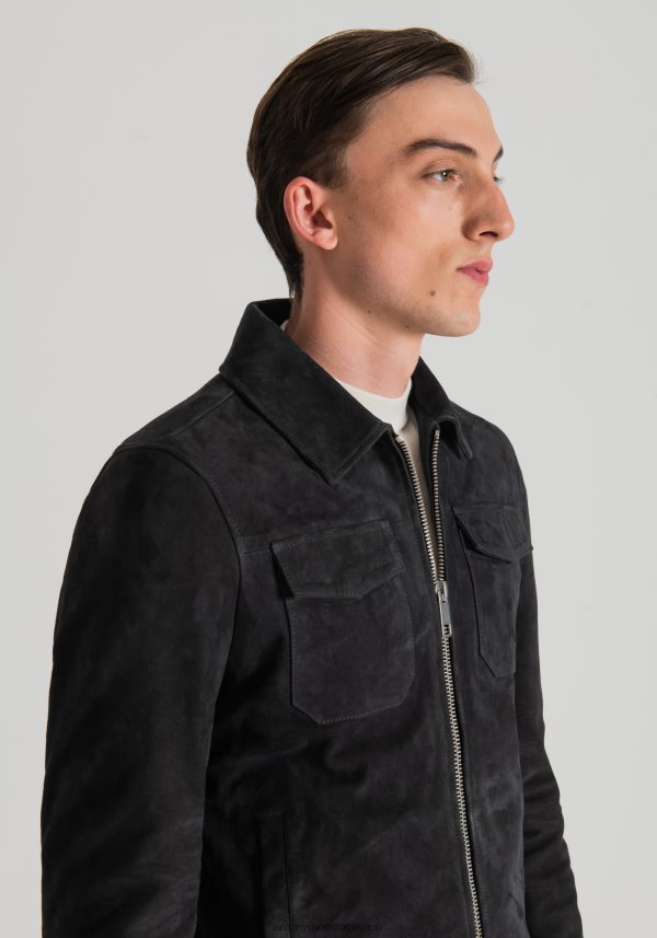 chaqueta entallada de ante auténtico Antony Morato hombres 9074 ropa PJRF6X2