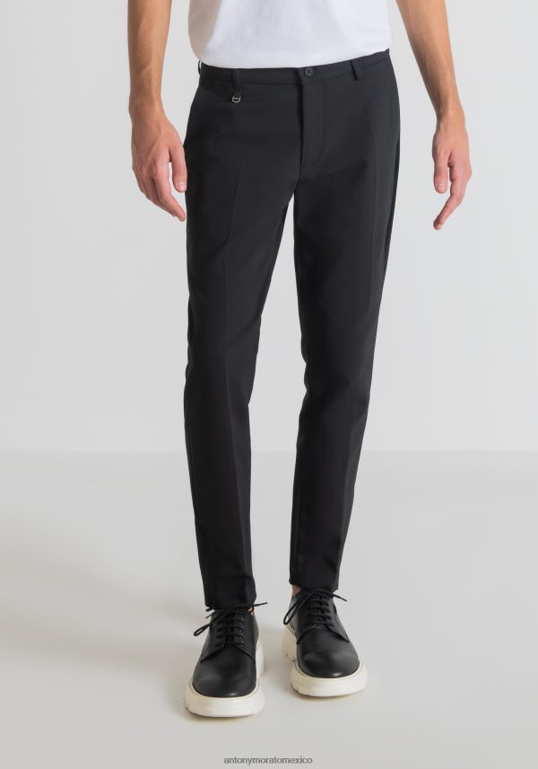 Pantalón Thom skinny fit de mezcla de algodón elástico con cremallera en el bajo Antony Morato hombres negro ropa PJRF6X234