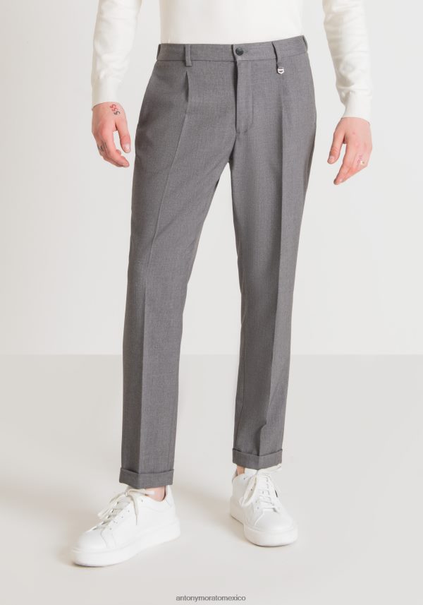 Pantalón gustaf carrot fit de tejido mixto viscosa elástica con cinturilla elástica Antony Morato hombres gris mel.medio ropa PJRF6X276