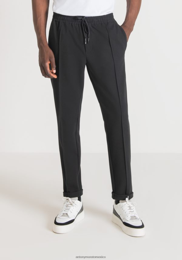 Pantalones de chándal carrot fit en sarga elástica de mezcla de algodón Antony Morato hombres negro ropa PJRF6X236