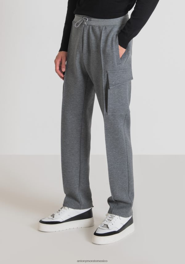 Pantalones de chándal de corte regular en neopreno elástico de mezcla de viscosa Antony Morato hombres mezcla gris medio ropa PJRF6X265