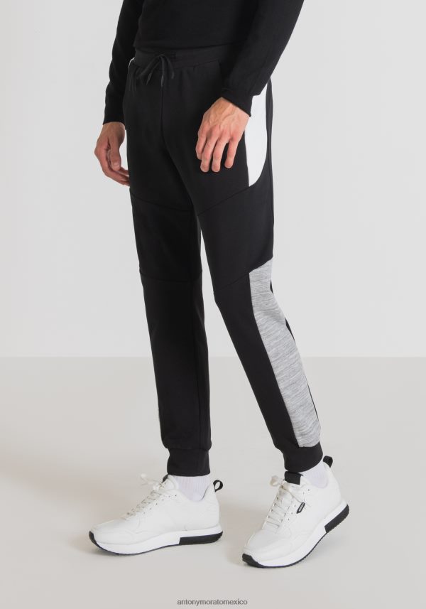 Pantalones deportivos de corte regular en mezcla de algodón elástico con bandas laterales en contraste Antony Morato hombres negro ropa PJRF6X237