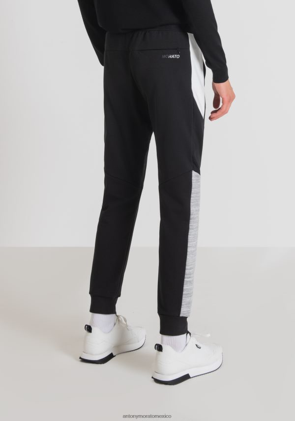 Pantalones deportivos de corte regular en mezcla de algodón elástico con bandas laterales en contraste Antony Morato hombres negro ropa PJRF6X237
