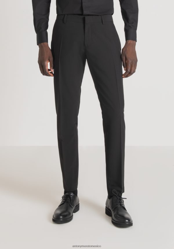 pantalones bonnie slim fit de mezcla de viscosa elástica Antony Morato hombres negro ropa PJRF6X230