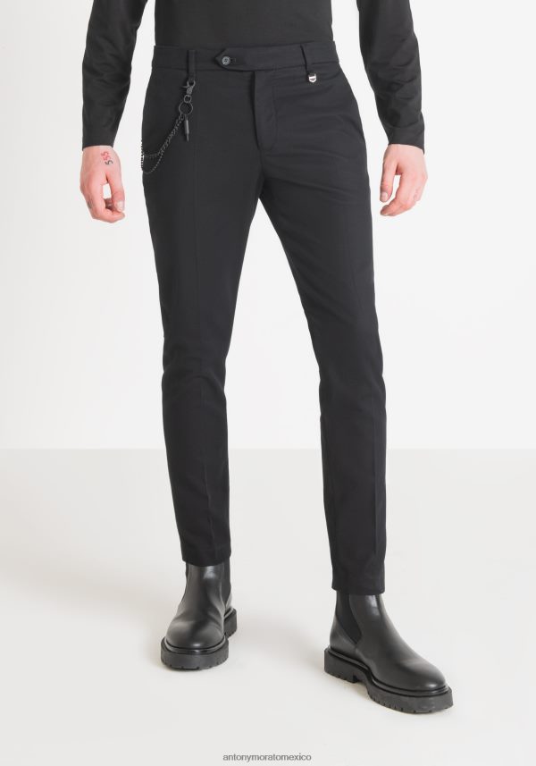 pantalones jagger carrot fit en tejido de algodón elástico Antony Morato hombres negro ropa PJRF6X231