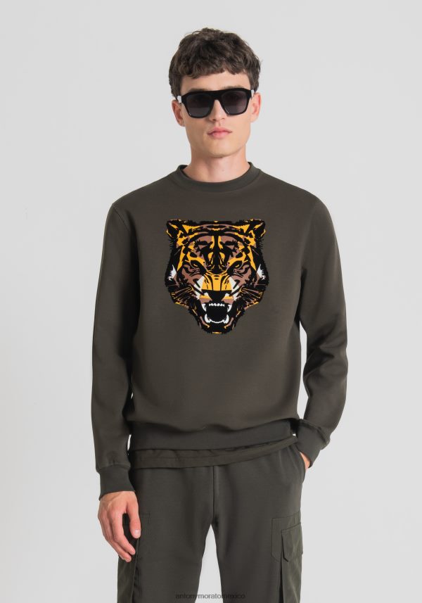 sudadera regular fit de mezcla de algodón con estampado de tigre Antony Morato hombres 4075 ropa PJRF6X72