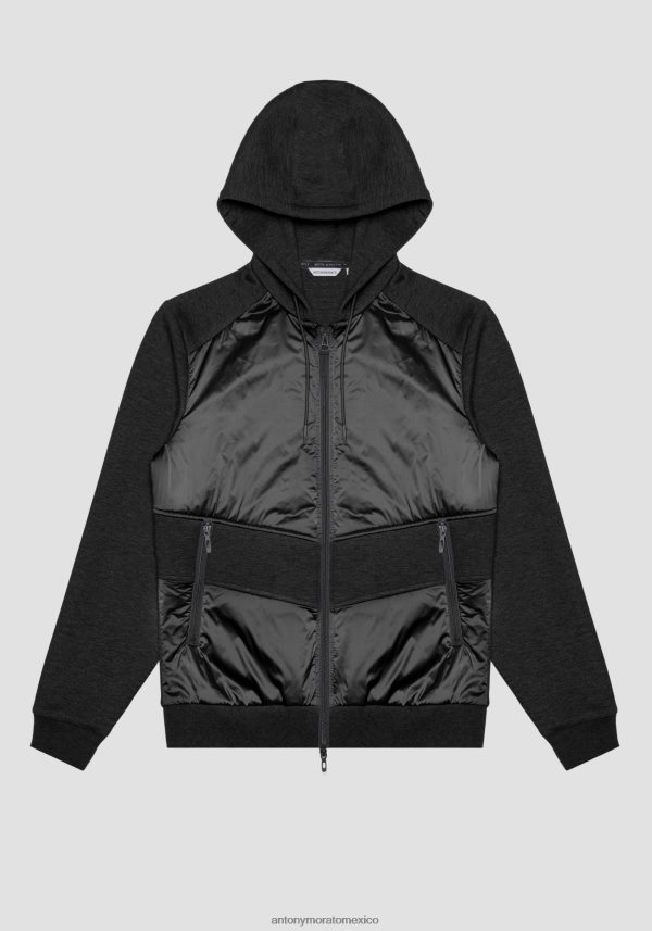 sudadera regular fit de tejido elástico con detalles en contraste Antony Morato hombres negro ropa PJRF6X66