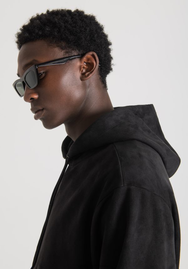 sudadera regular fit de tejido elástico con efecto ante Antony Morato hombres negro ropa PJRF6X60