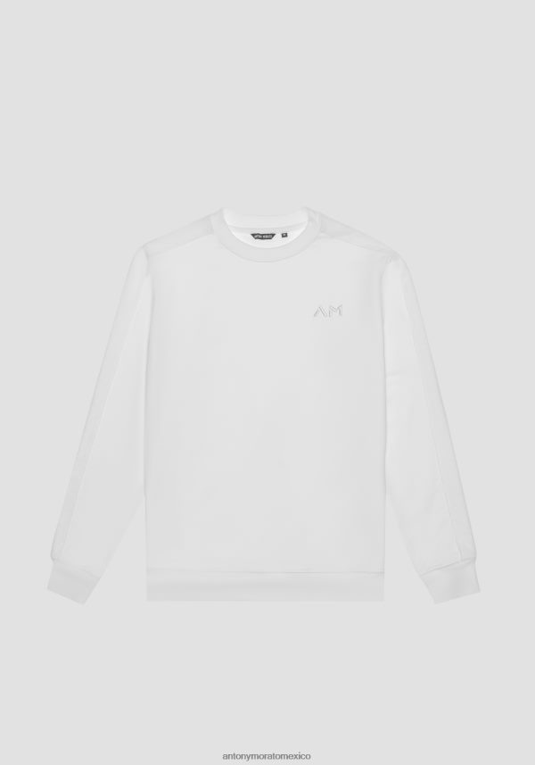 sudadera regular fit en mezcla de algodón con logo bordado Antony Morato hombres crema ropa PJRF6X51