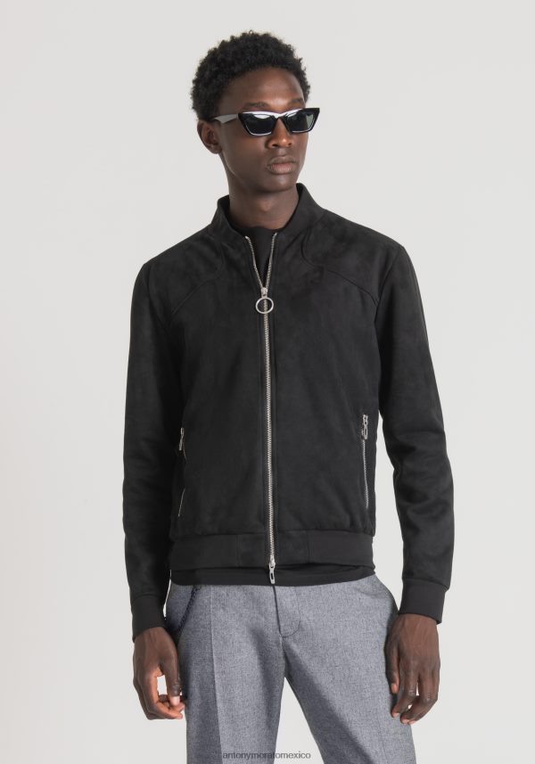 sudadera slim fit de tejido elástico efecto ante Antony Morato hombres negro ropa PJRF6X65